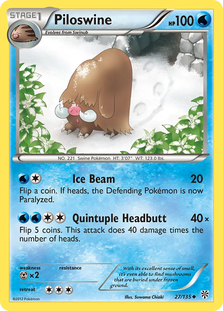 Piloswine — Plasma Storm 27 Pokémon card