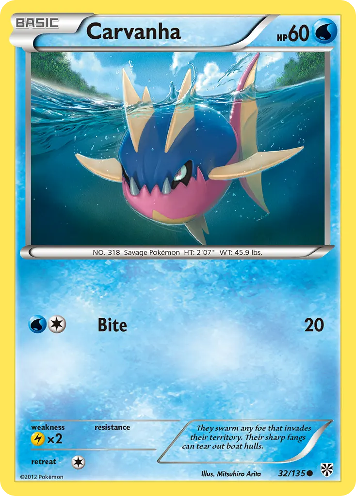 Carvanha — Plasma Storm 32 Pokémon card