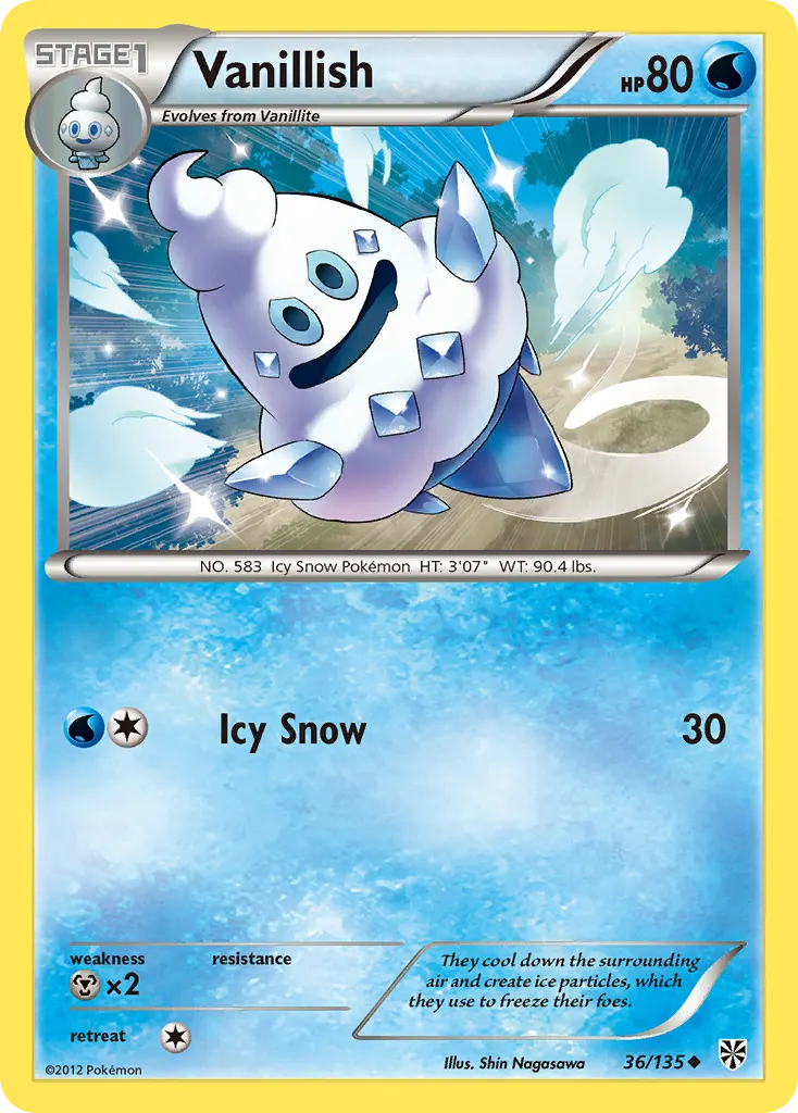 Vanillish — Plasma Storm 36 Pokémon card
