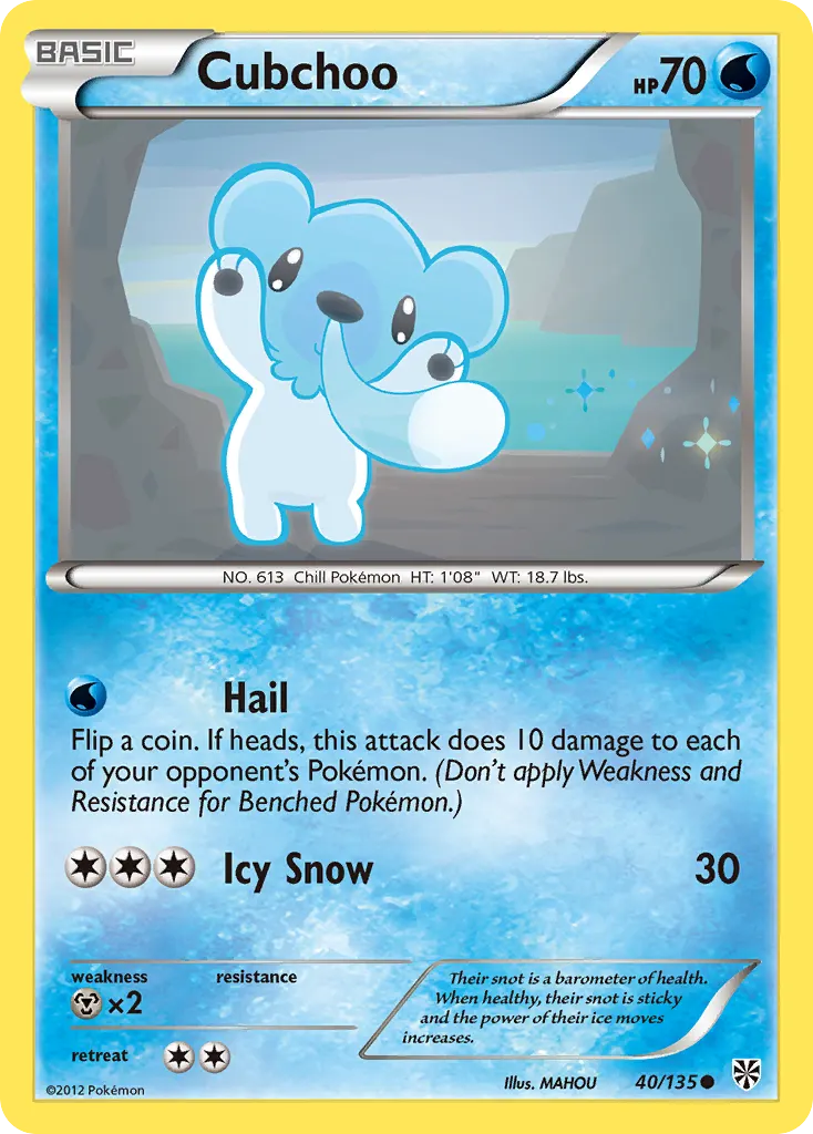 Cubchoo — Plasma Storm 40 Pokémon card