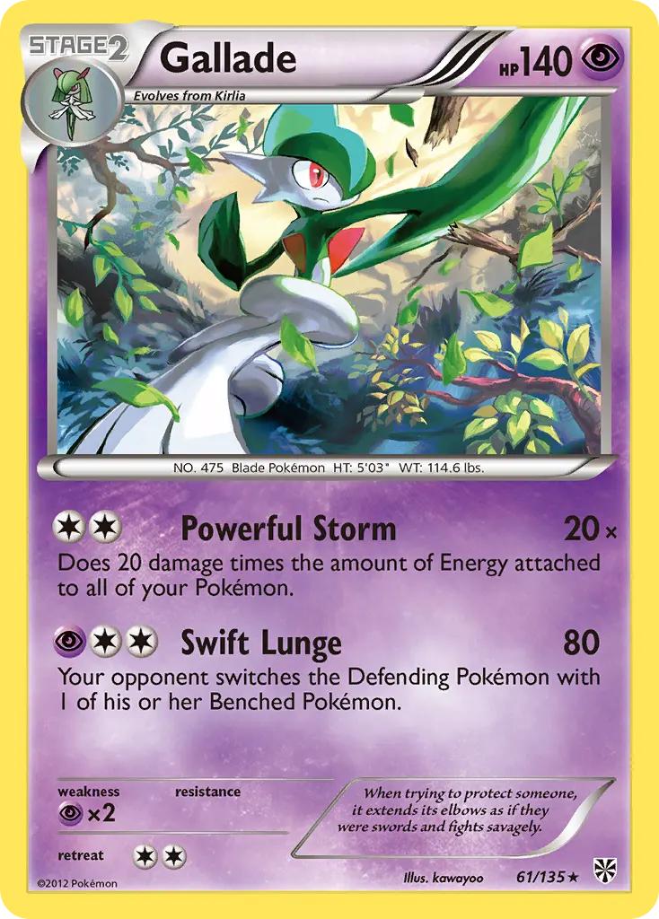 Gallade — Plasma Storm 61 Pokémon card