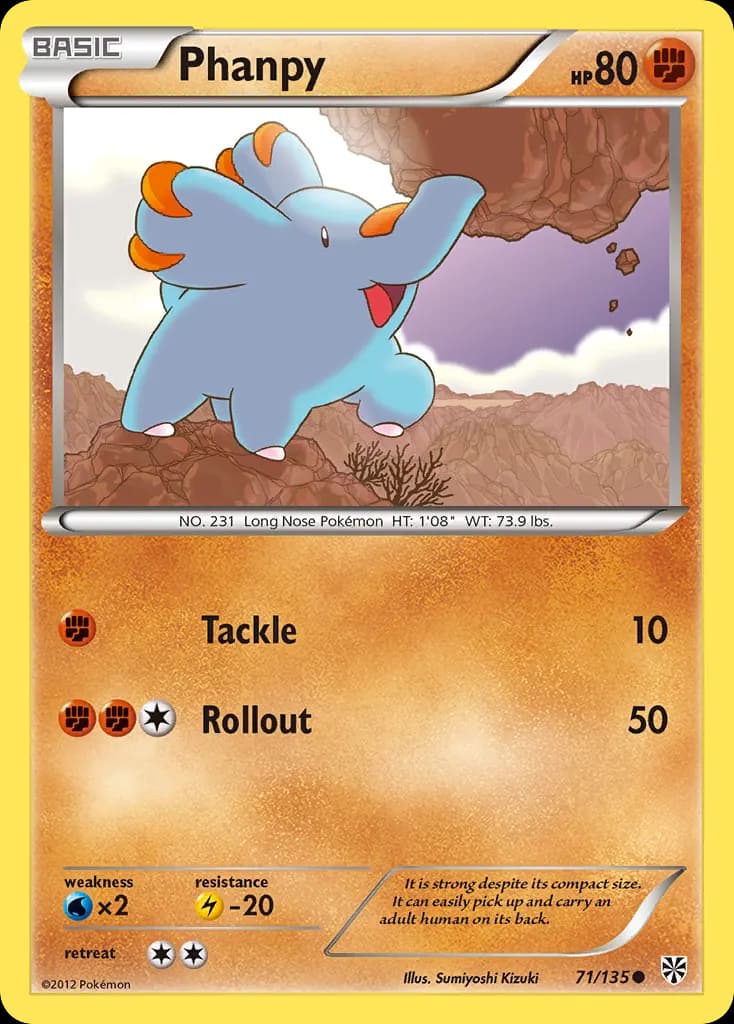 Phanpy — Plasma Storm 71 Pokémon card