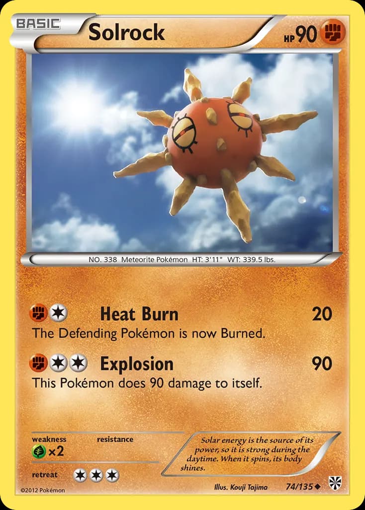 Solrock — Plasma Storm 74 Pokémon card