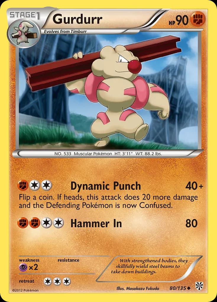 Gurdurr — Plasma Storm 80 Pokémon card