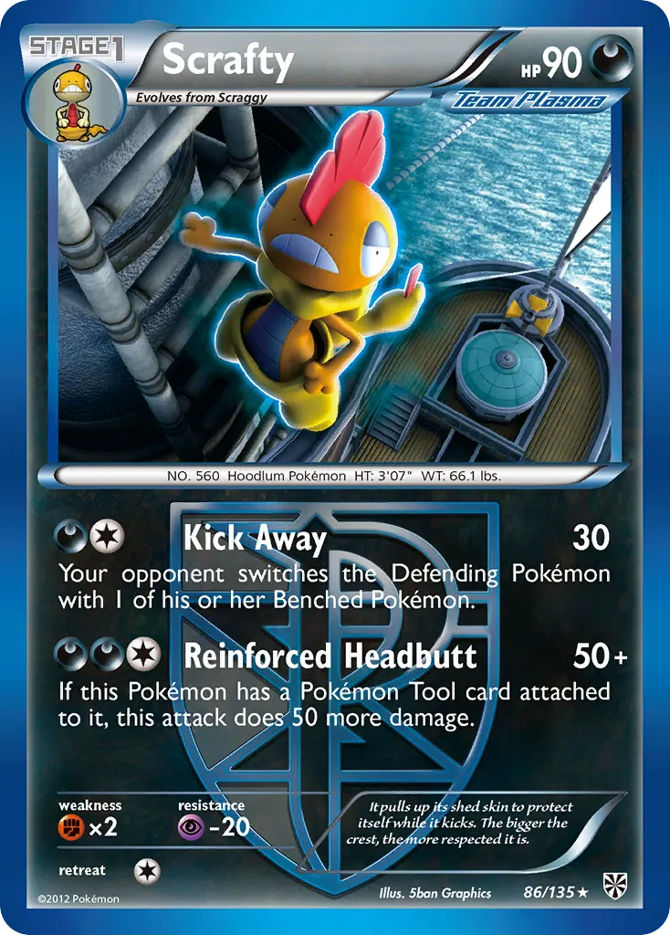 Scrafty — Plasma Storm 86 Pokémon card