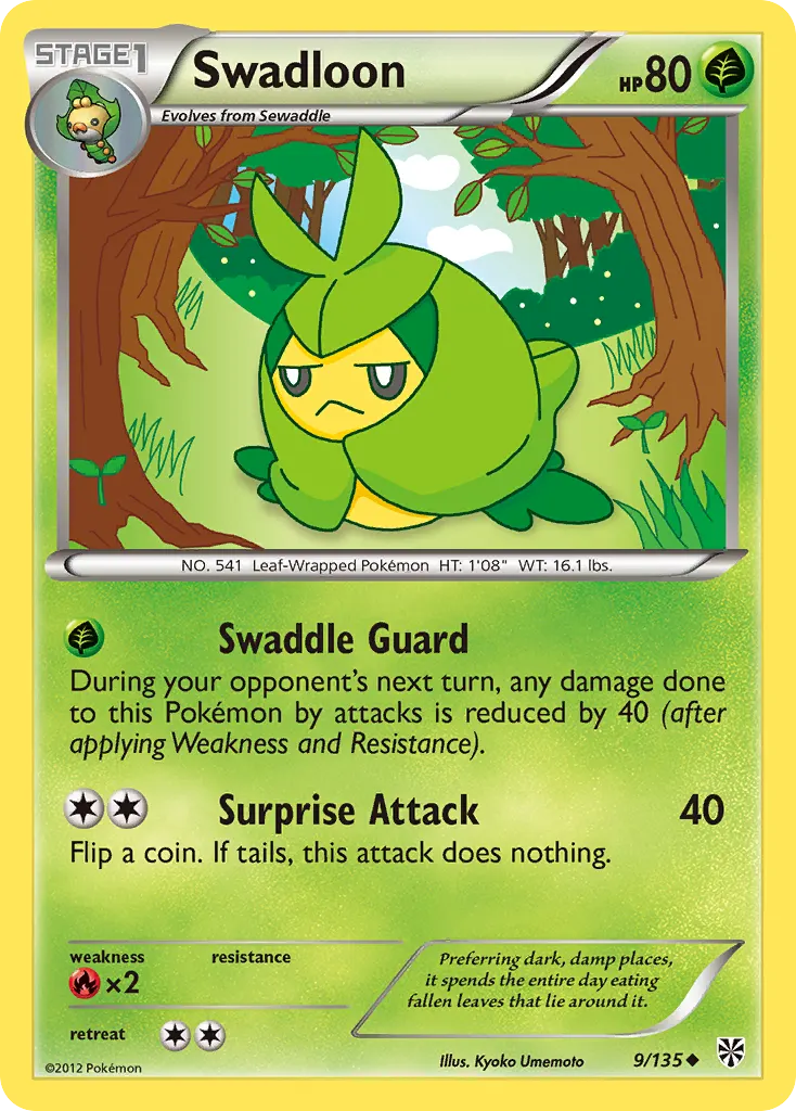 Swadloon — Plasma Storm 9 Pokémon card