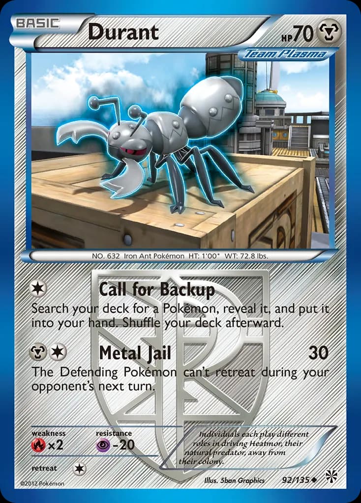 Durant — Plasma Storm 92 Pokémon card