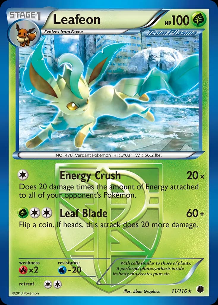 Leafeon — Plasma Freeze 11 Pokémon card