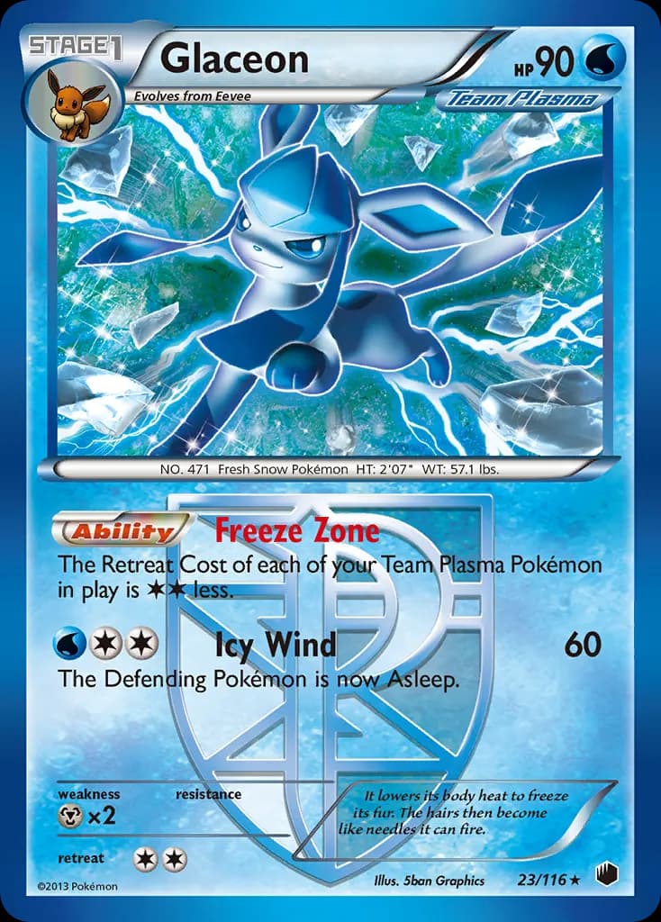 Glaceon — Plasma Freeze 23 Pokémon card