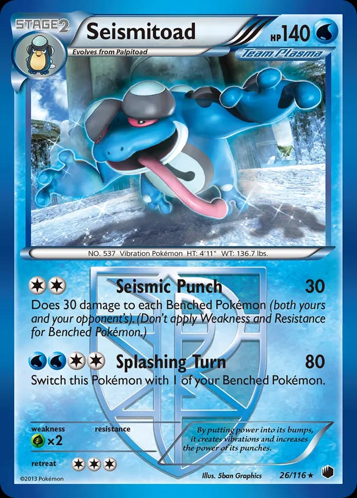 Seismitoad — Plasma Freeze 26 Pokémon card