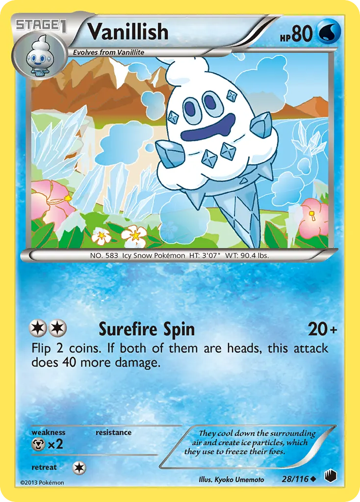 Vanillish — Plasma Freeze 28 Pokémon card