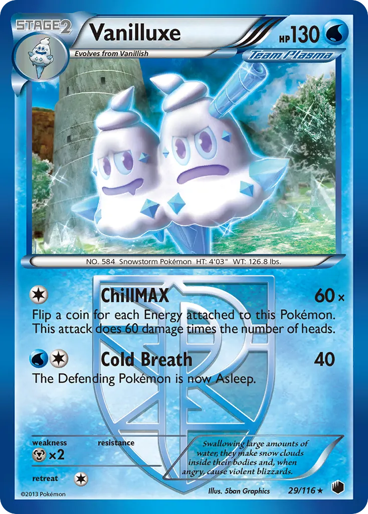 Vanilluxe — Plasma Freeze 29 Pokémon card