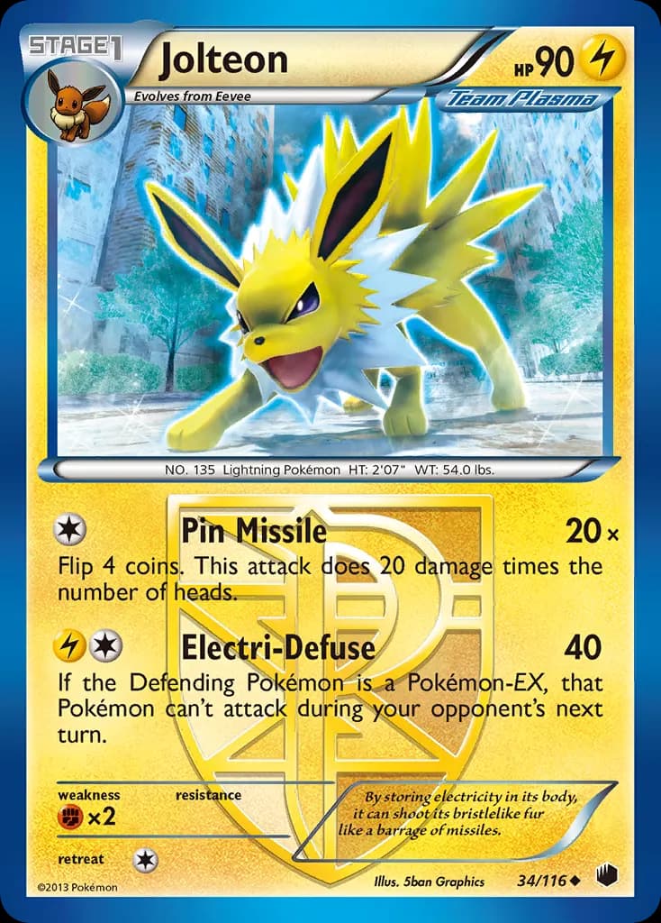 Jolteon — Plasma Freeze 34 Pokémon card
