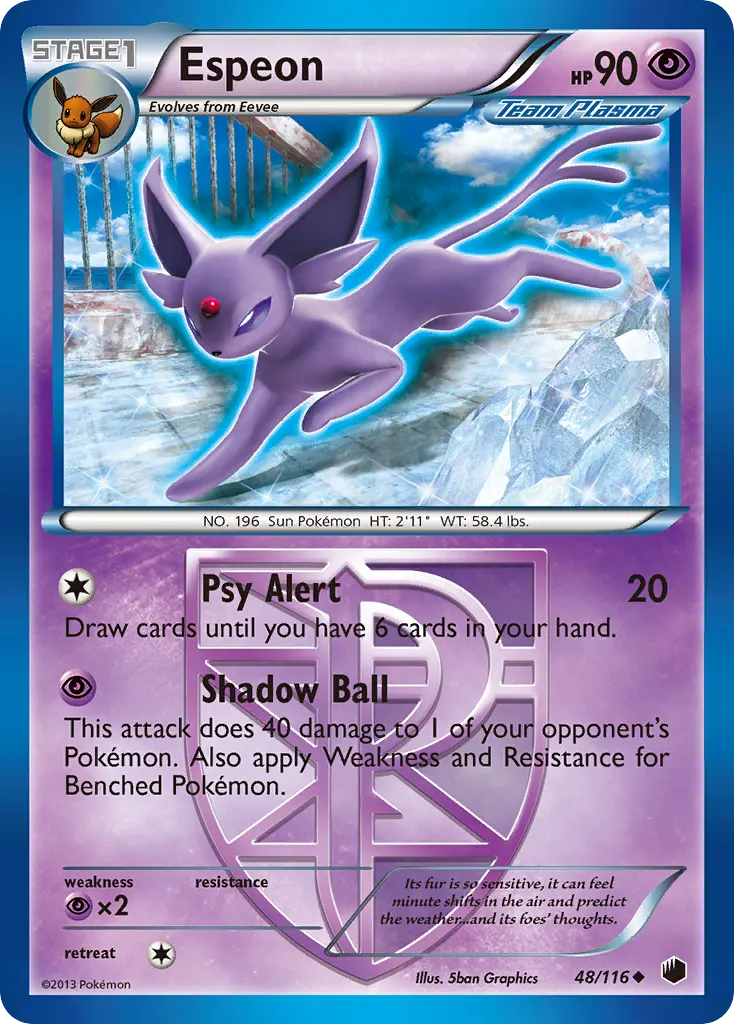 Espeon — Plasma Freeze 48 Pokémon card