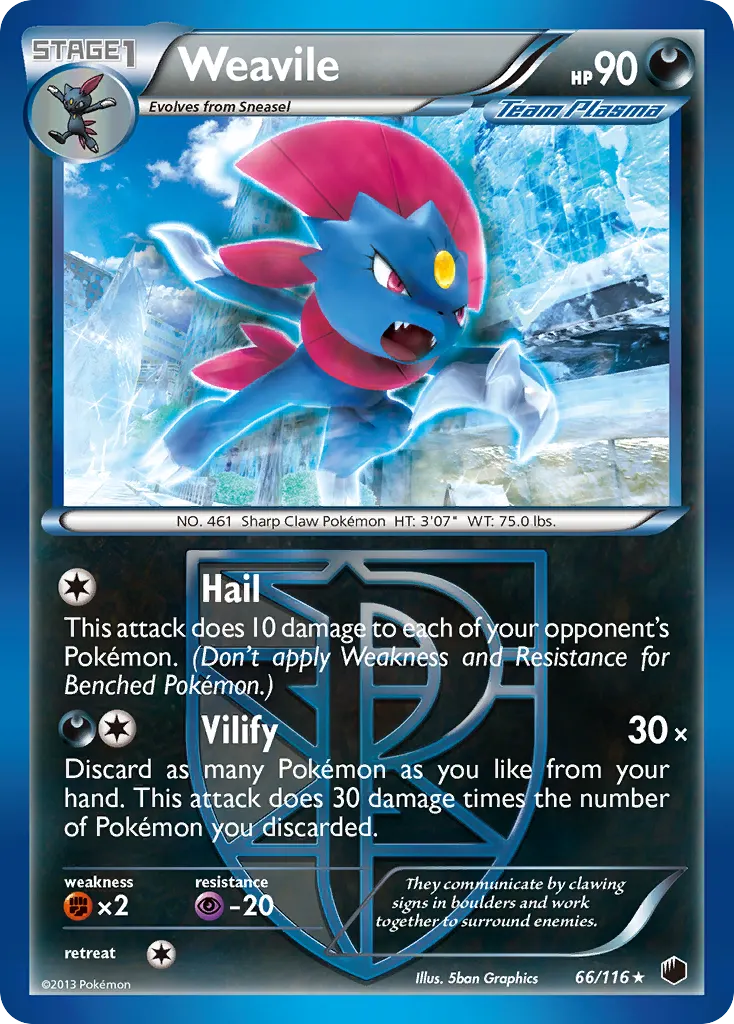 Weavile — Plasma Freeze 66 Pokémon card