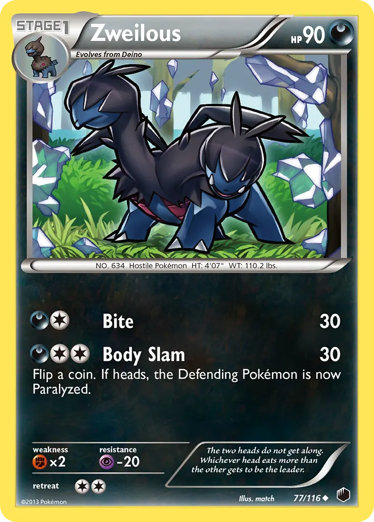Zweilous — Plasma Freeze 77 Pokémon card