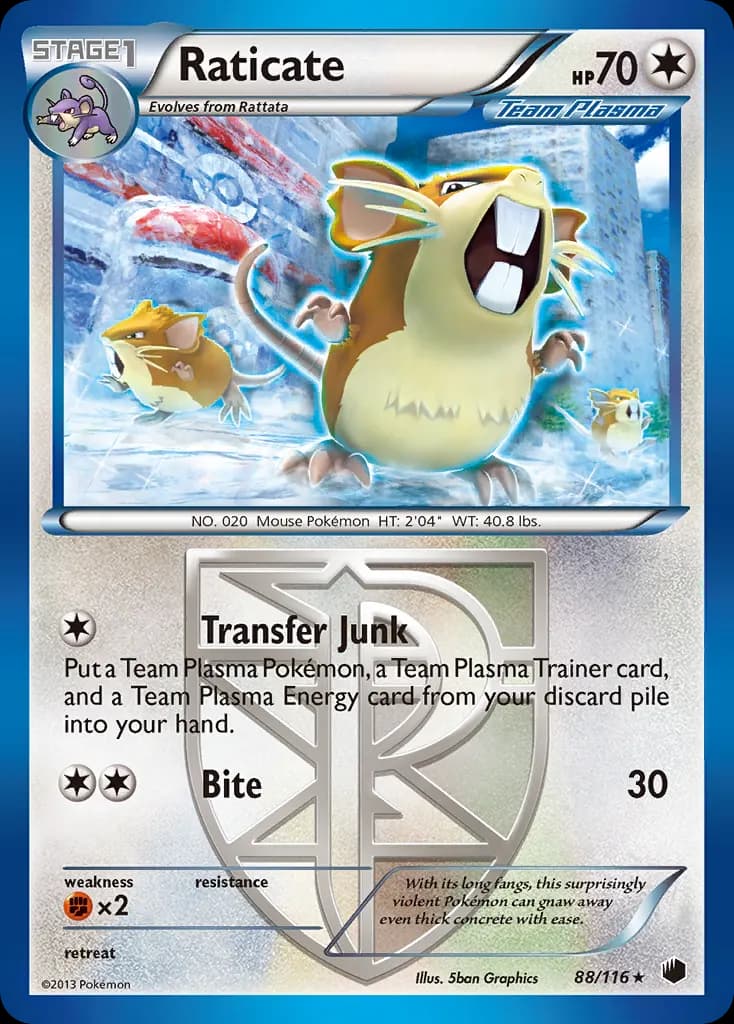 Raticate — Plasma Freeze 88 Pokémon card