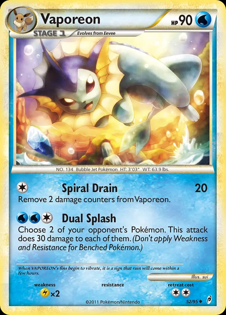 Vaporeon — Call of Legends 52 Pokémon card