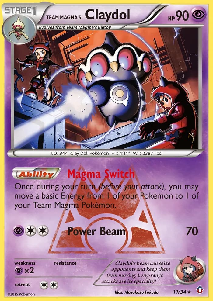Team Magma's Claydol — Double Crisis 11 Pokémon card