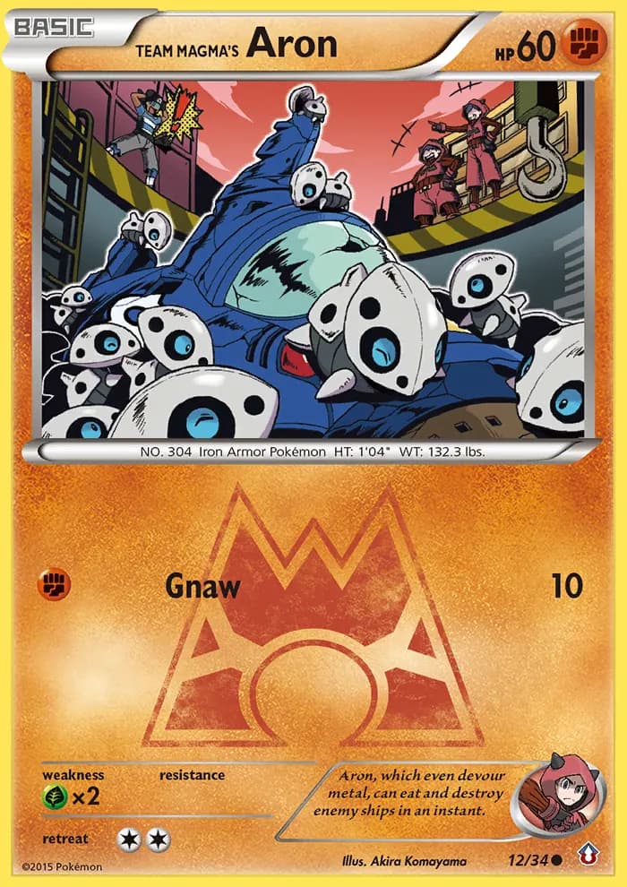Aron da Equipe Magma — Crise Dupla 12 Portuguese Pokémon card
