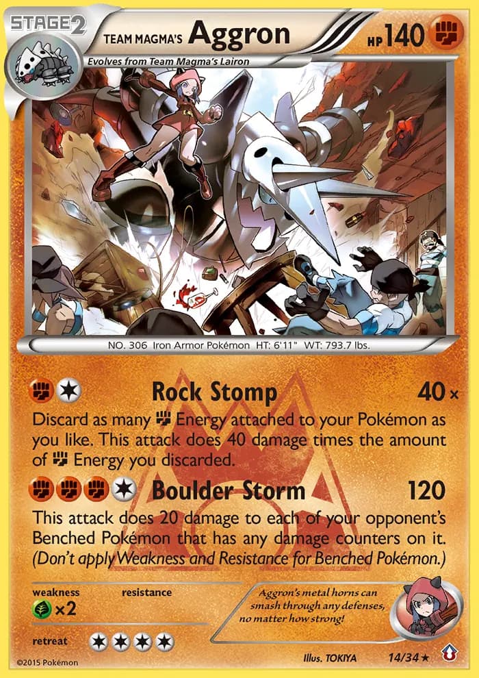 Aggron da Equipe Magma  — Crise Dupla 14 Portuguese Pokémon card
