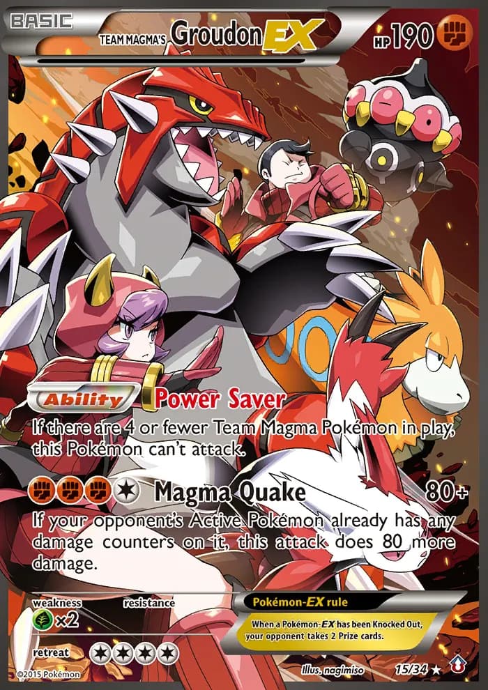 Groudon-EX da Equipe Magma — Crise Dupla 15 Portuguese Pokémon card
