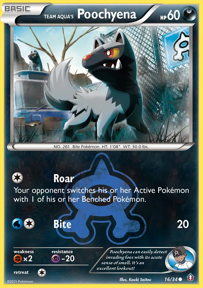 Team Aqua's Poochyena — Double Crisis 16 Pokémon card