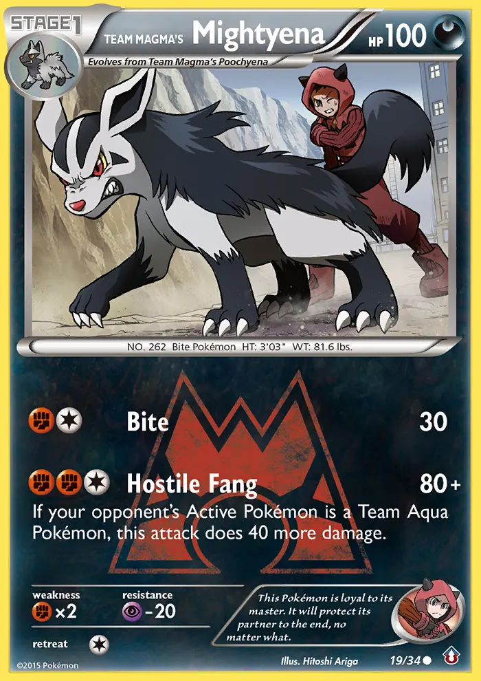 Team Magma's Mightyena — Double Crisis 19 Pokémon card