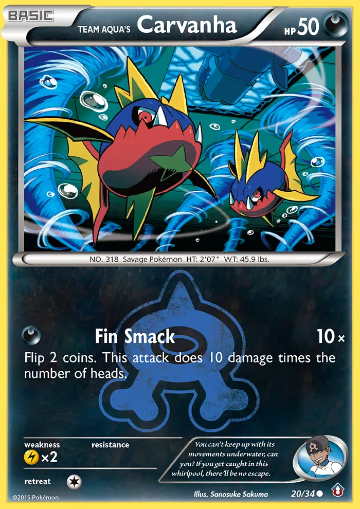 Carvanha da Equipe Aqua — Crise Dupla 20 Portuguese Pokémon card