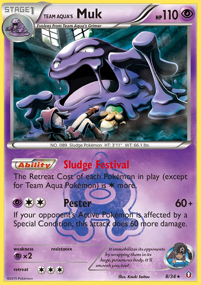 Muk da Equipe Aqua — Crise Dupla 8 Portuguese Pokémon card