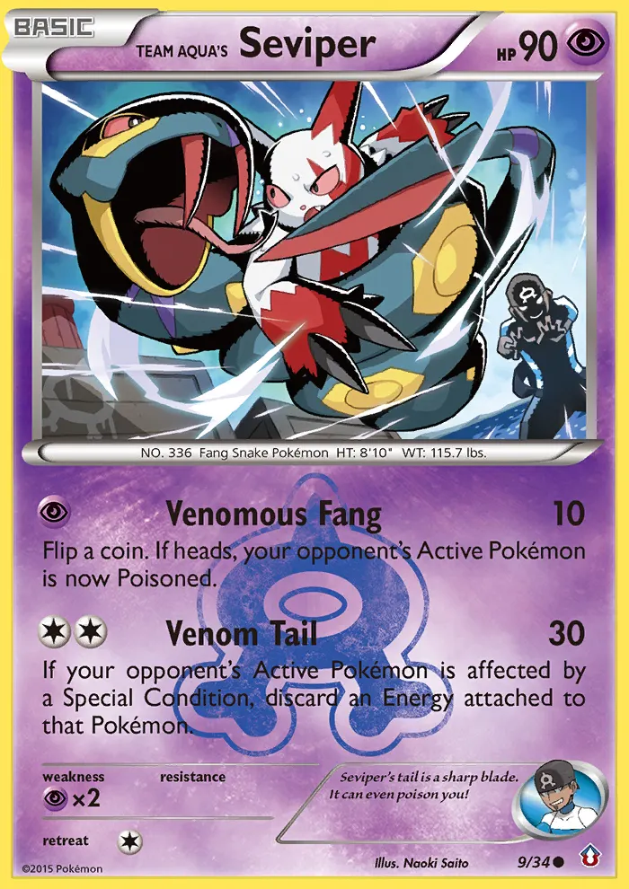 Seviper da Equipe Aqua — Crise Dupla 9 Portuguese Pokémon card