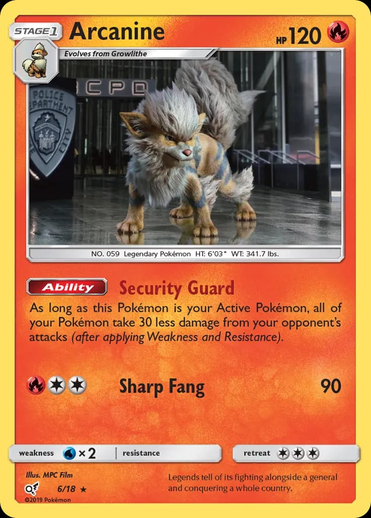 Arcanine — Detective Pikachu 6 Pokémon card