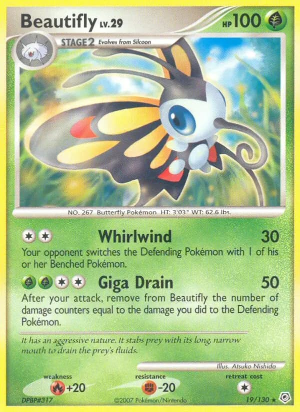 Beautifly — Diamond & Pearl 19 Pokémon card