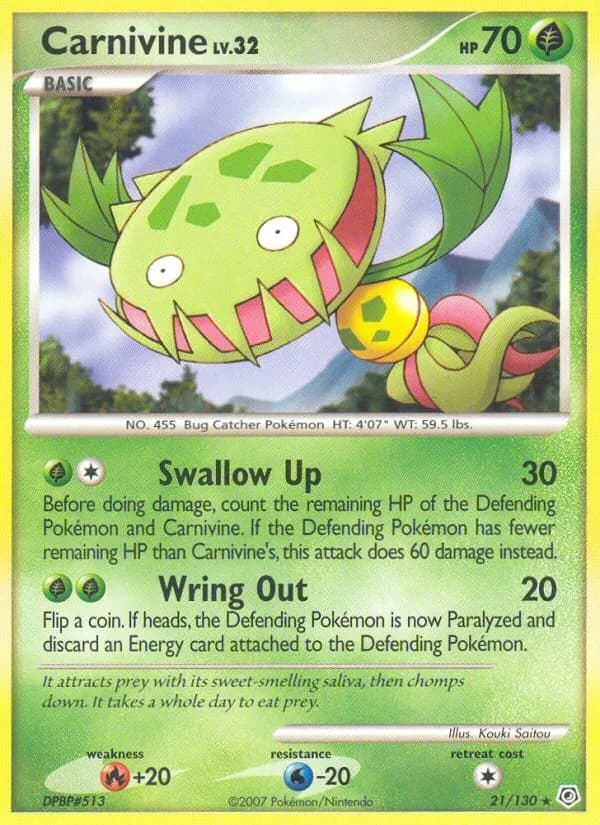 Carnivine — Diamond & Pearl 21 Pokémon card
