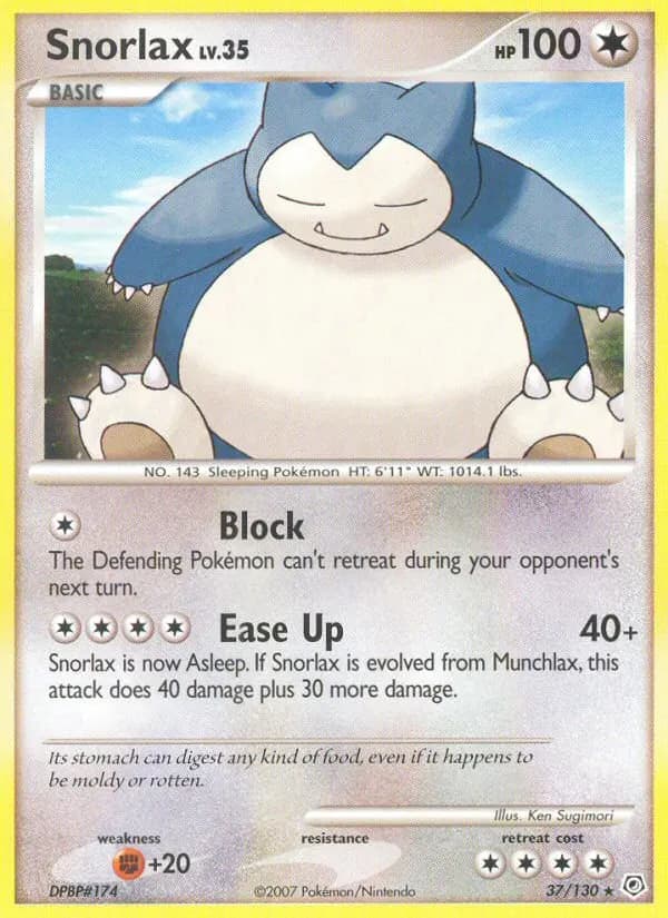 Snorlax — Diamond & Pearl 37 Pokémon card