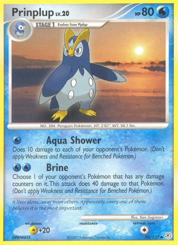 Prinplup — Diamond & Pearl 58 Pokémon card