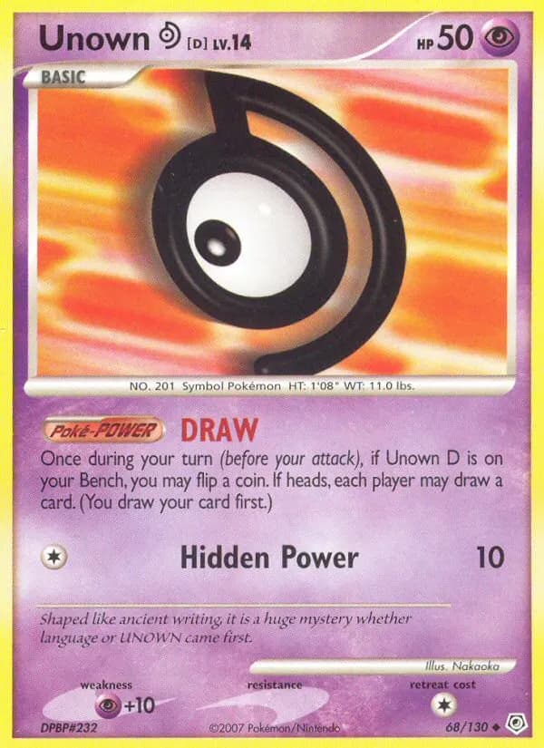 Unown [D] — Diamond & Pearl 68 Pokémon card