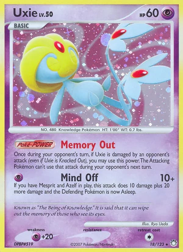 Uxie — Mysterious Treasures 18 Pokémon card