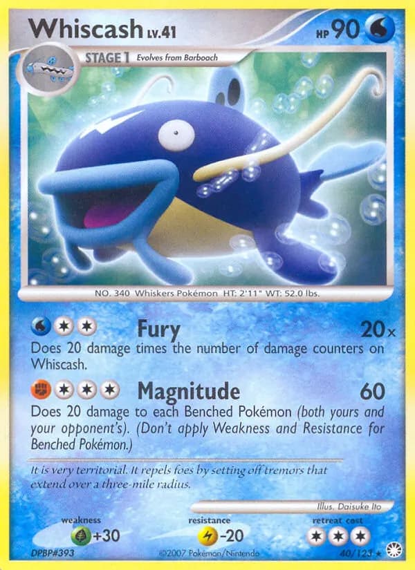 Whiscash — Mysterious Treasures 40 Pokémon card