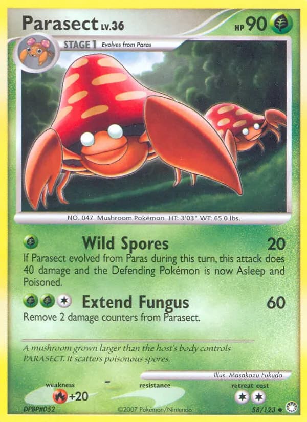 Parasect — Mysterious Treasures 58 Pokémon card