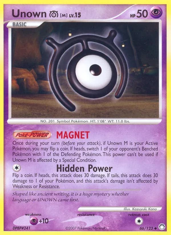 Unown [M] — Mysterious Treasures 66 Pokémon card