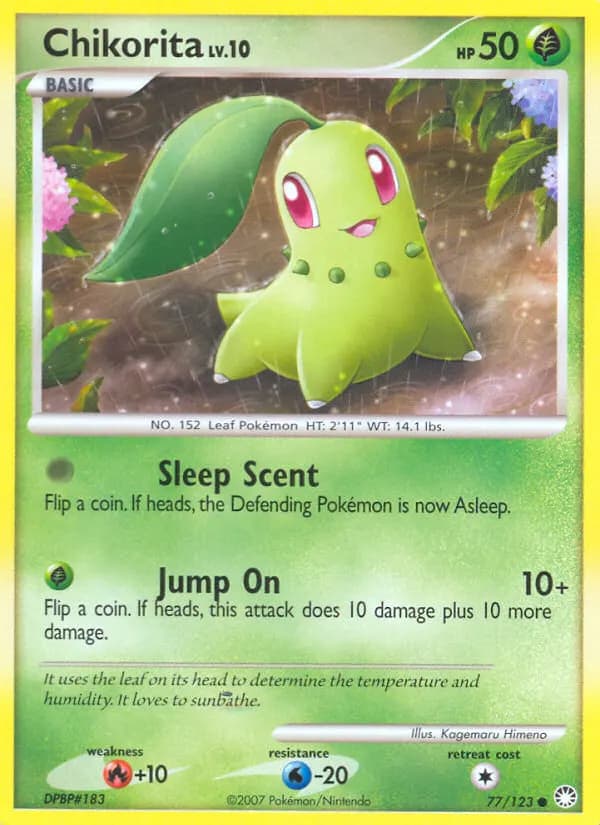 Chikorita — Mysterious Treasures 77 Pokémon card