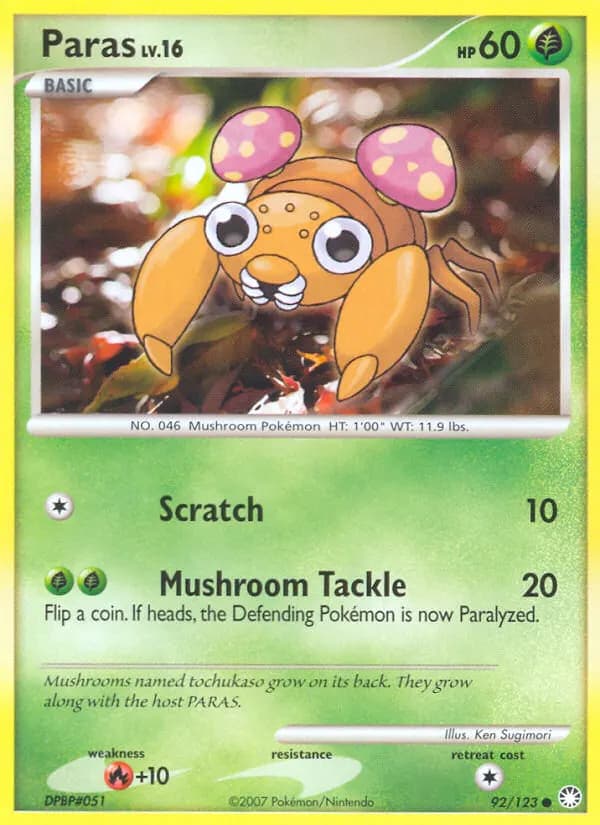 Paras — Mysterious Treasures 92 Pokémon card