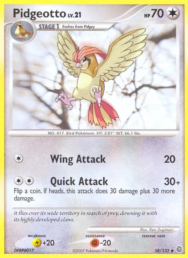 Pidgeotto — Secret Wonders 58 Pokémon card
