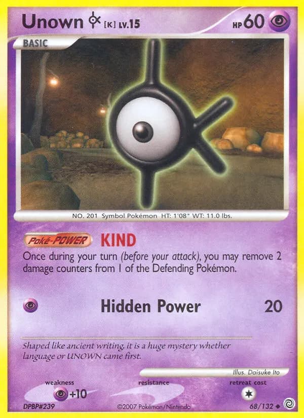 Unown [K] — Secret Wonders 68 Pokémon card