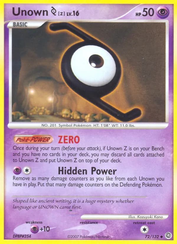 Unown [Z] — Secret Wonders 72 Pokémon card