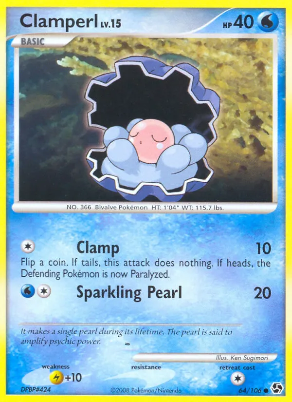 Clamperl — Great Encounters 64 Pokémon card