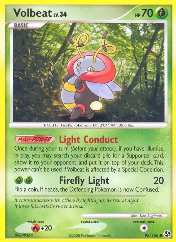 Volbeat — Great Encounters 92 Pokémon card