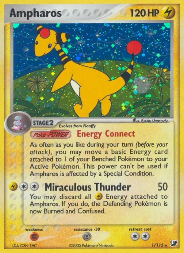 Ampharos — EX Verborgene Mächte 1 German Pokémon card