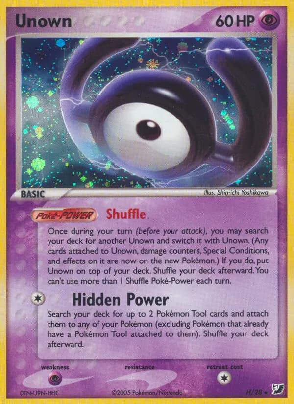 Unown — Unseen Forces H Pokémon card